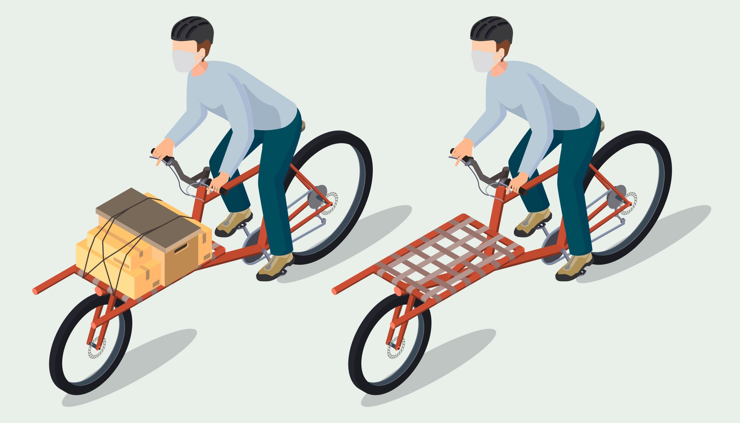 Isometric,Bicycle,Messenger,Making,A,Delivery,On,A,Cargo,Bike;