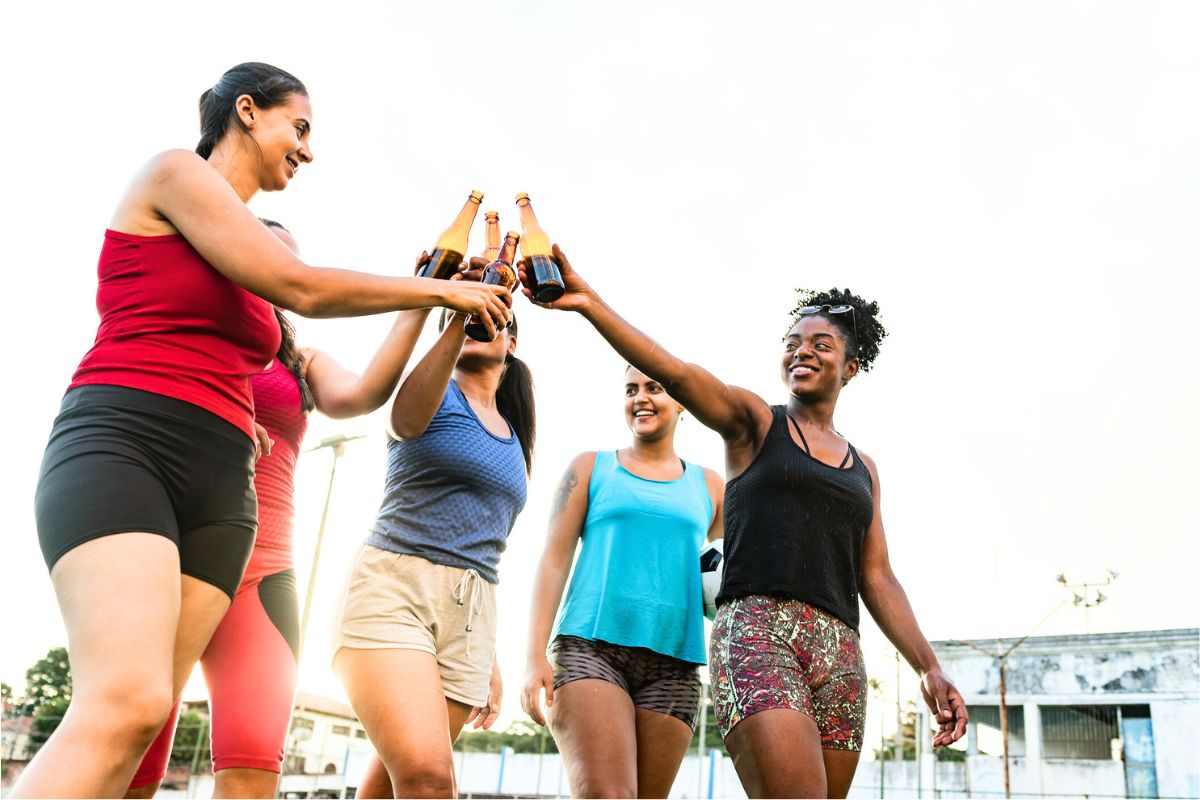 Bière blonde après le sport